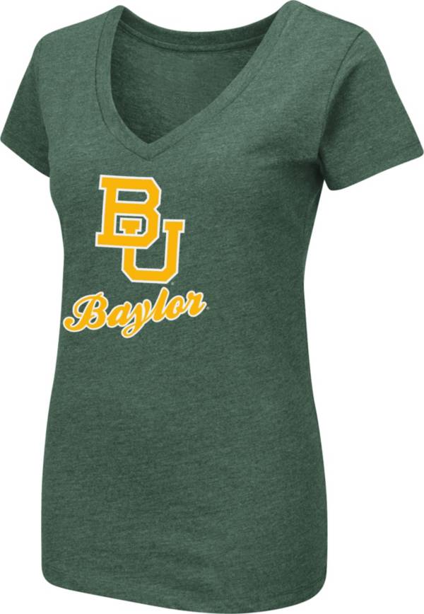 Colosseum Women's Baylor Bears Green Dual Blend V-Neck T-Shirt