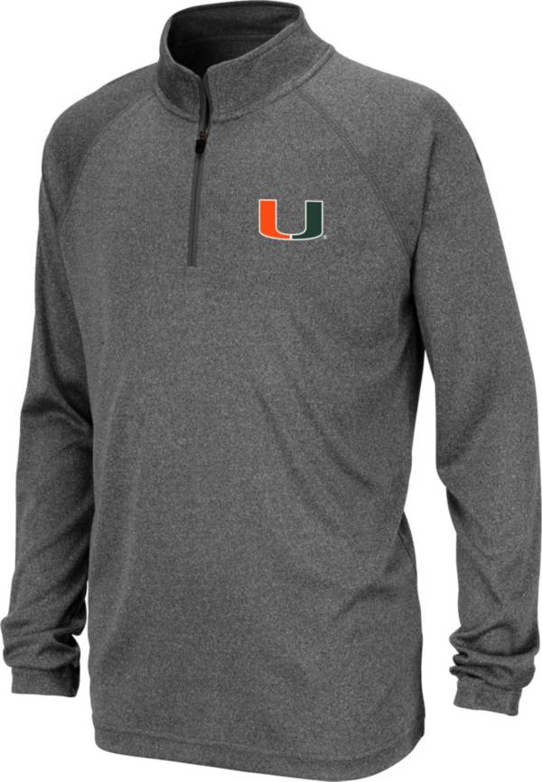 Colosseum Youth Miami Hurricanes Grey Quarter-Zip Pullover Shirt