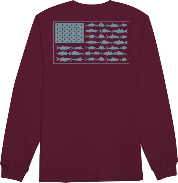 Columbia Men's PFG Americana Saltwater Fish Flag Long Sleeve Shirt