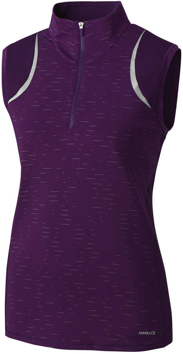 Cutter & Buck Women's Annika Elite Contour Mock Neck 1/4 Zip Sleeveless Golf Top