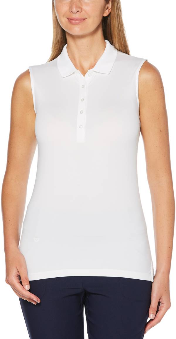Callaway Women's Sleeveless Core Solid Micro Hex Golf Polo