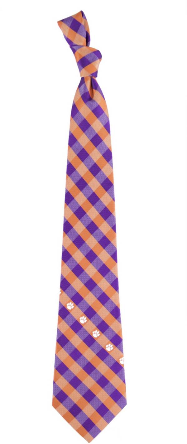 Eagles Wings Clemson Tigers Check Necktie