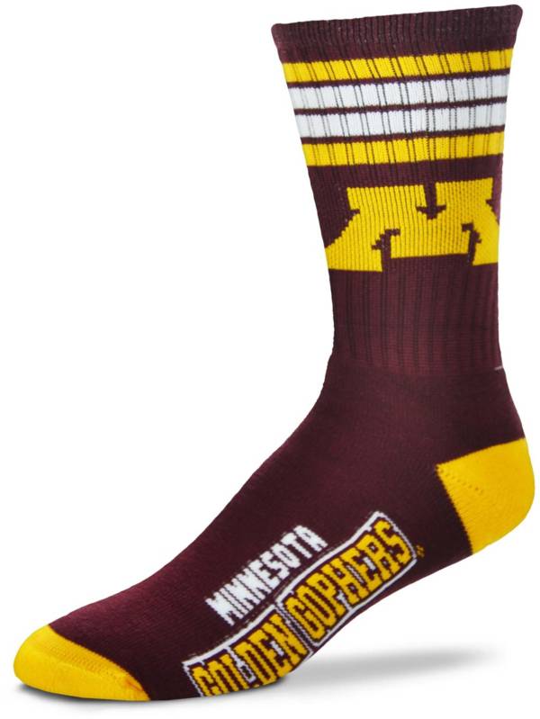 For Bare Feet Minnesota Golden Gophers 4-Stripe Crew Socks