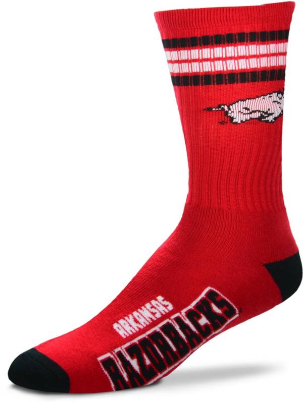 For Bare Feet Arkansas Razorbacks 4-Stripe Crew Socks | Dick's Sporting ...