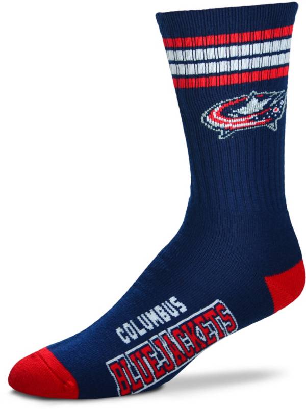 For Bare Feet Columbus Blue Jackets 4-Stripe Deuce Crew Socks