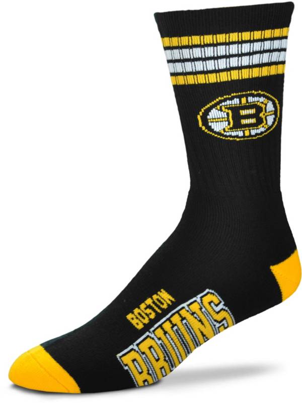 For Bare Feet Boston Bruins 4-Stripe Deuce Crew Socks
