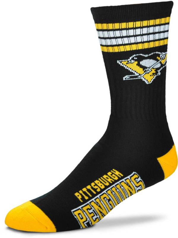 For Bare Feet Pittsburgh Penguins 4-Stripe Deuce Crew Socks