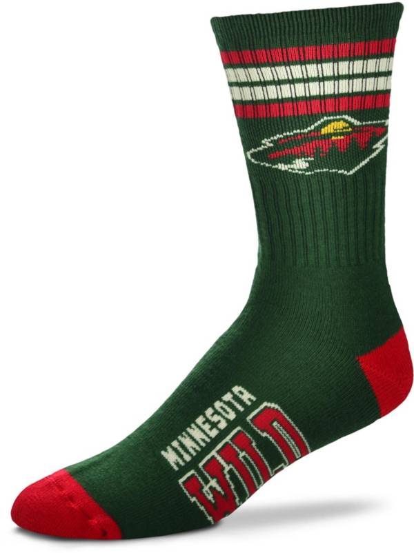 For Bare Feet Minnesota Wild 4-Stripe Deuce Crew Socks