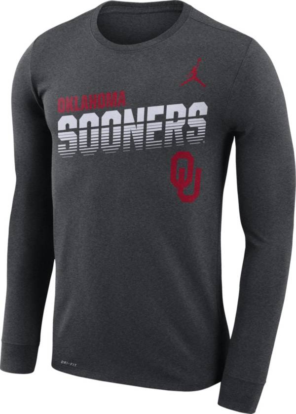 Jordan Men's Oklahoma Sooners Grey Legend Football Sideline Long Sleeve T-Shirt