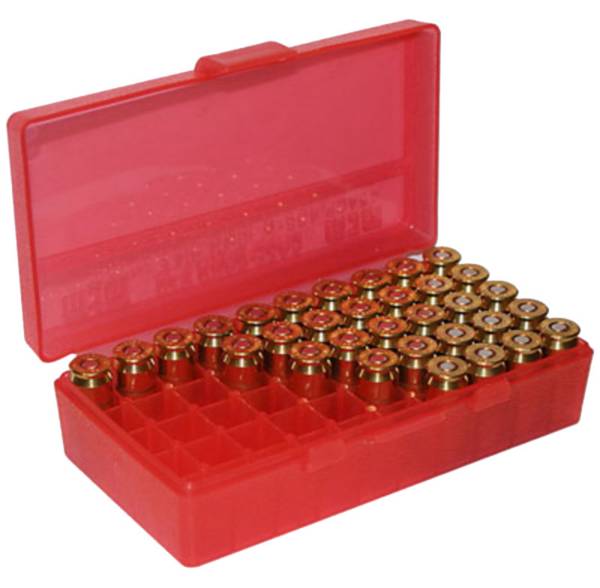 MTM 50 Round Handgun Cartridge Box – 9mm Luger/9mm Makarov/.380 ACP/.30 Luger