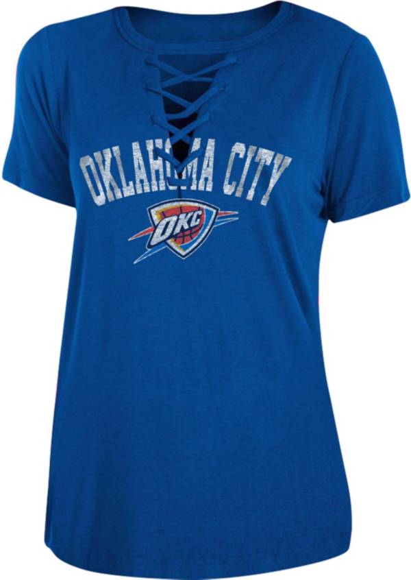 New Era Women's Oklahoma City Thunder Lace-Up V-Neck T-Shirt