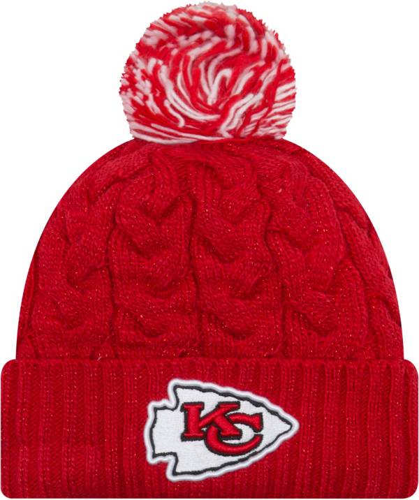 New Era Women's Kansas City Chiefs Cozy Cable Red Pom Knit