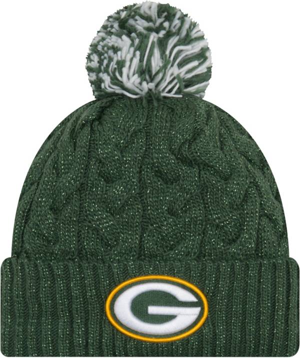 New Era Women's Green Bay Packers Cozy Cable Green Pom Knit