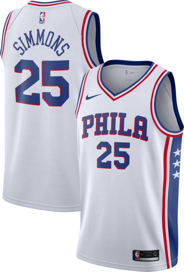 Nike Men's Philadelphia 76ers Ben Simmons #25 White Dri-FIT Swingman Jersey