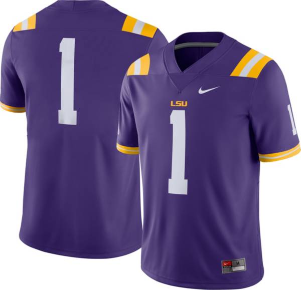 Nike Men's LSU Tigers #1 Purple Dri-FIT Game Football Jersey