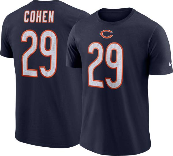 Nike Men's Chicago Bears Tarik Cohen #29 Logo Navy T-Shirt