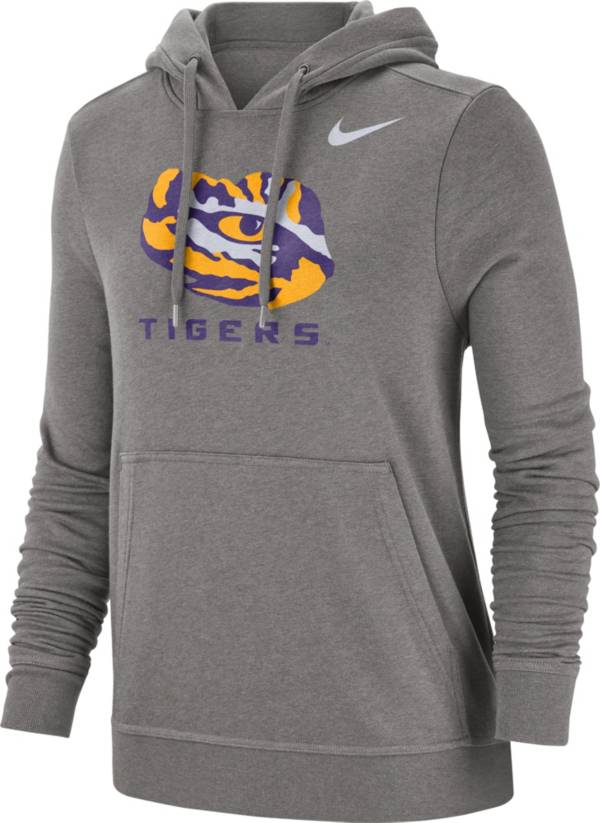 Nike Women's LSU Tigers Grey Club Fleece Pullover Hoodie