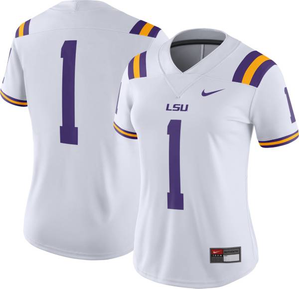 Nike Women's LSU Tigers #1 Dri-FIT Game Football White Jersey