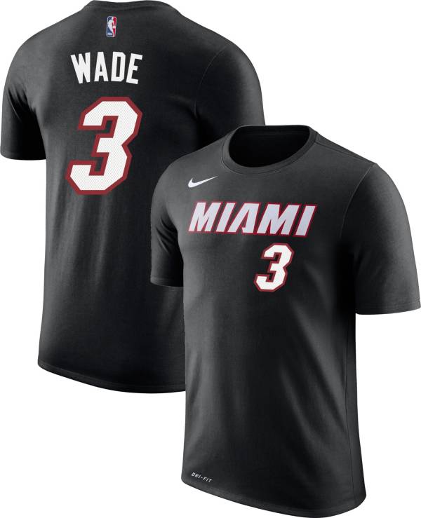 Nike Youth Miami Heat Dwyane Wade #3 Dri-FIT Black T-Shirt