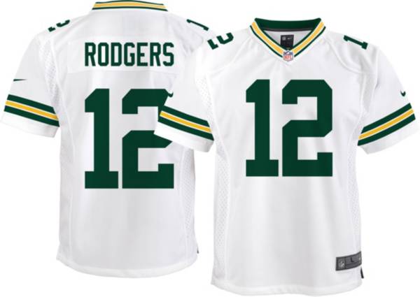 بثور القدم Nike Youth Green Bay Packers Aaron Rodgers #12 White Game Jersey بثور القدم