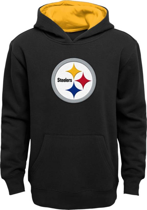 NFL Team Apparel Boys' Pittsburgh Steelers Prime Black Pullover Hoodie