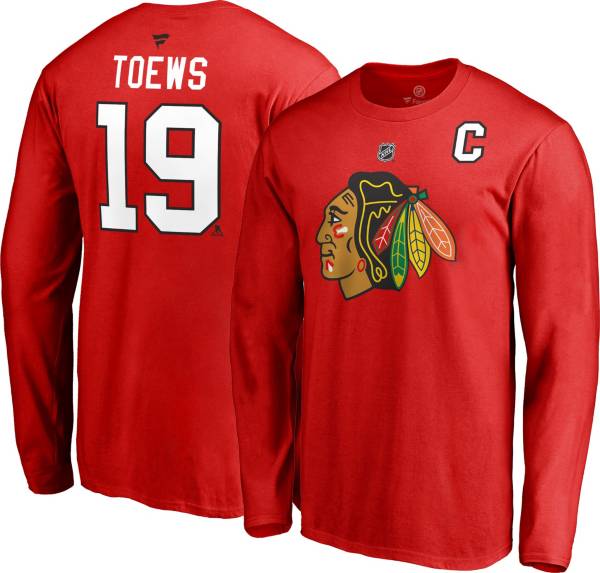 NHL Men's Chicago Blackhawks Jonathan Toews #19 Red Long Sleeve Player Shirt