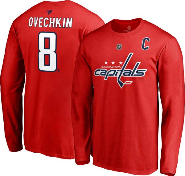 NHL Men's Washington Capitals Alex Ovechkin #8 Red Long Sleeve Player Shirt