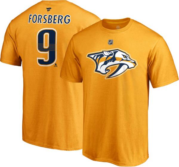 NHL Men's Nashville Predators Filip Forsberg #9 Gold Player T-Shirt