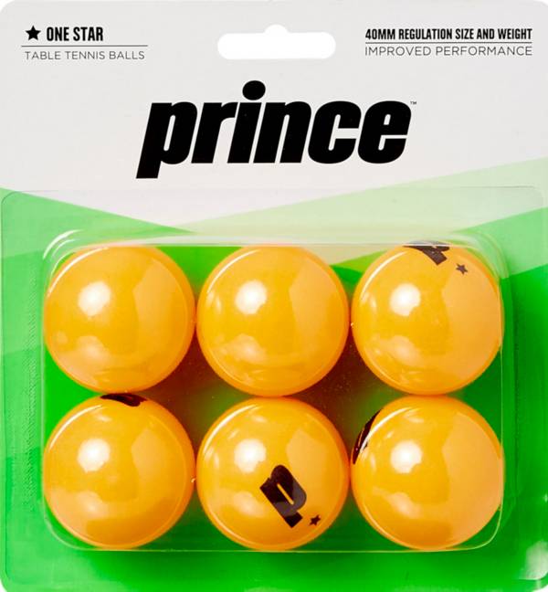 Prince One-Star Orange Table Tennis Balls 6 Pack