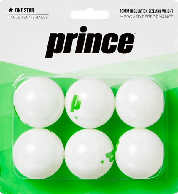 Prince One-Star White Table Tennis Balls 6 Pack
