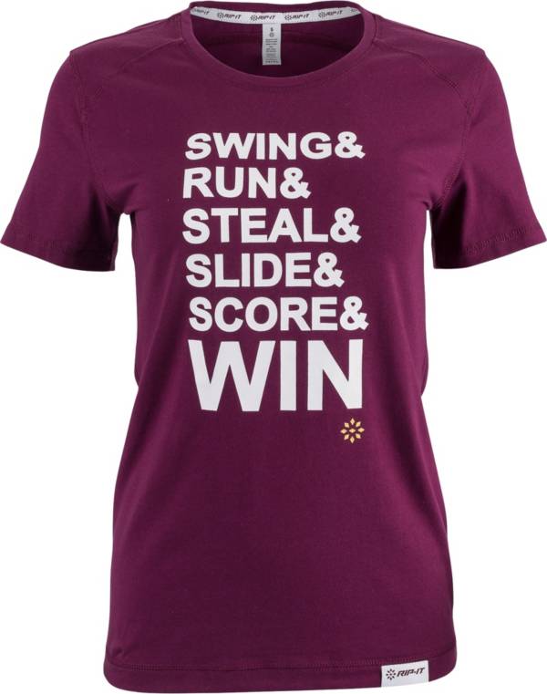 RIP-IT Women's “Swing, Run, Steal” Graphic Softball T-Shirt