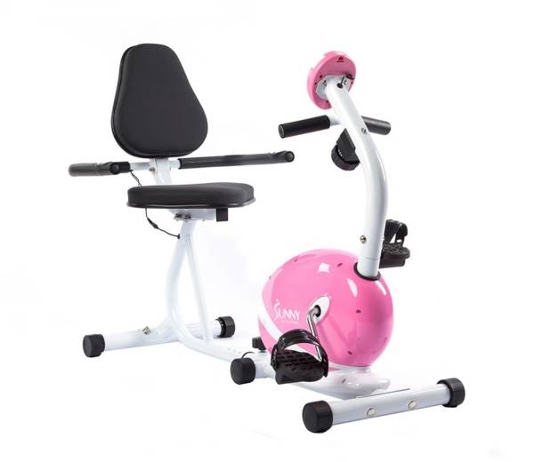 Sunny Health and Fitness Pink Magnetic Recumbent Bike