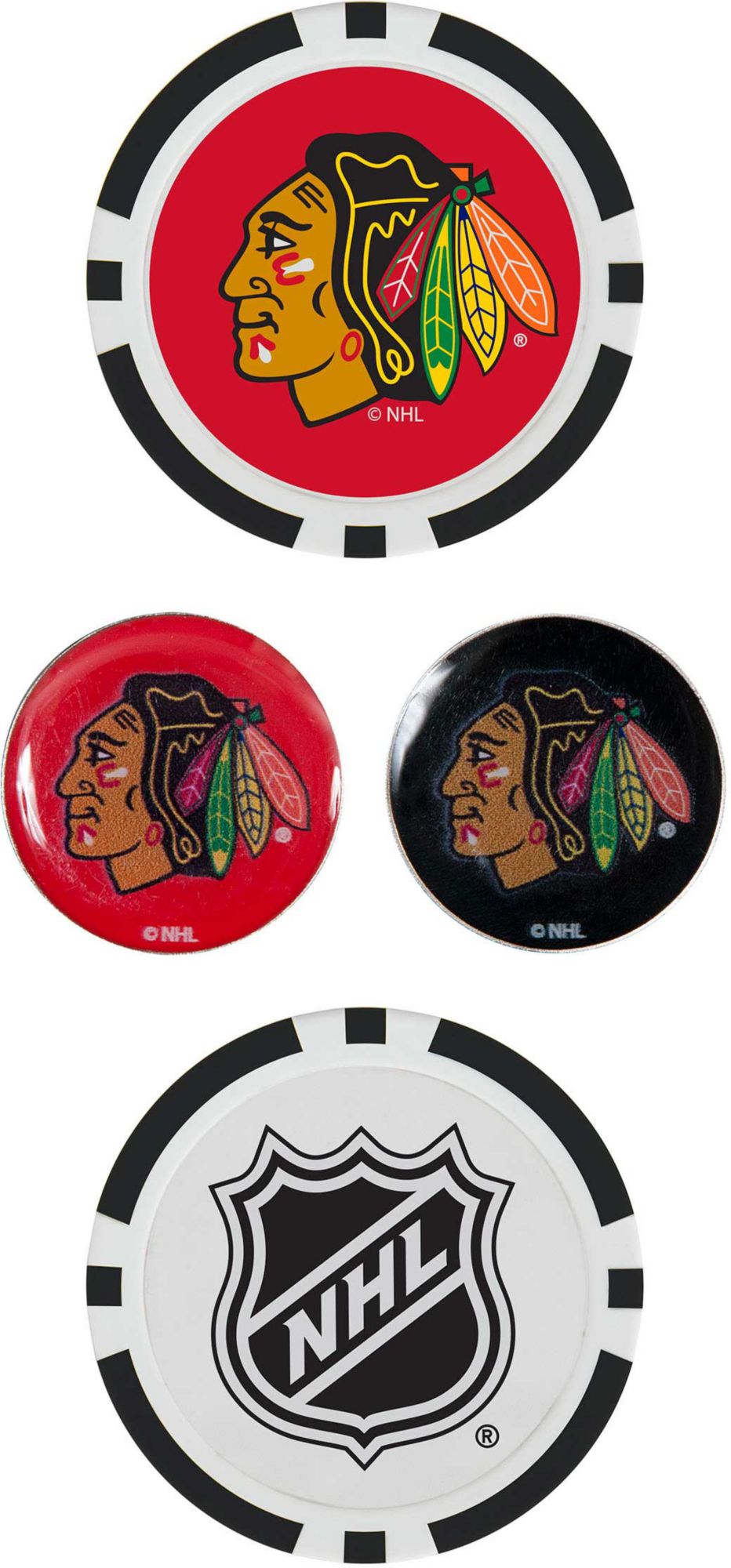 Chicago Blackhawks Ball Marker Set Of 4- Markers: Fits Hat Clip Or