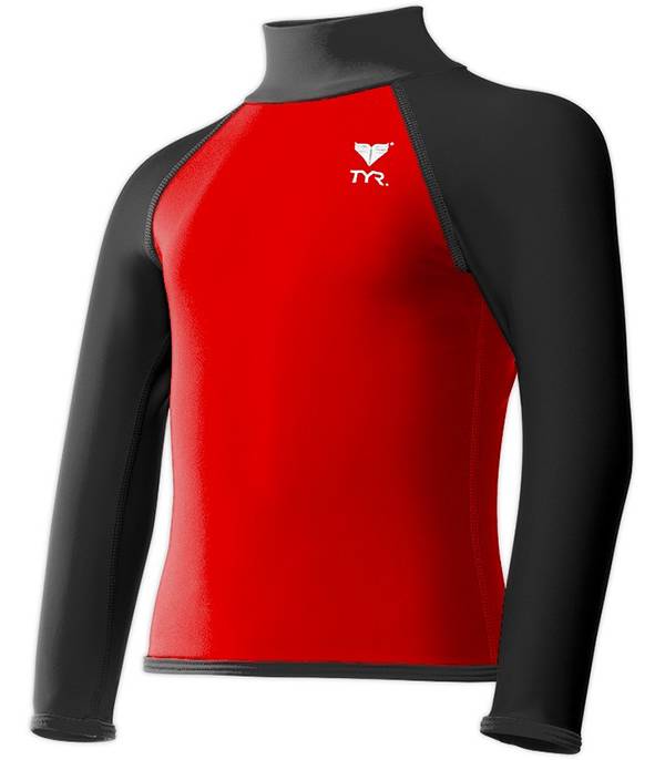 TYR Boys' Solid Splice Long Sleeve Rash Guard