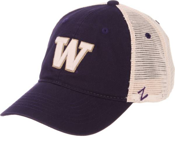 Zephyr Men's Washington Huskies Purple/Cream Trucker Logo Snapback Hat