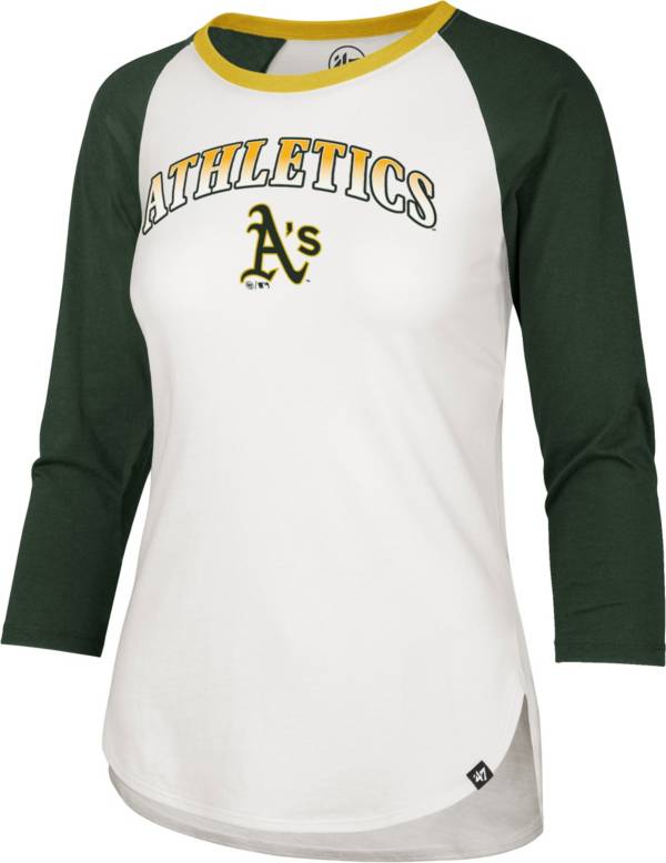 ‘47 Women's Oakland Athletics Green Splitter Raglan Three-Quarter Sleeve T-Shirt