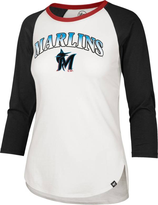 ‘47 Women's Miami Marlins Teal Splitter Raglan Three-Quarter Sleeve T-Shirt