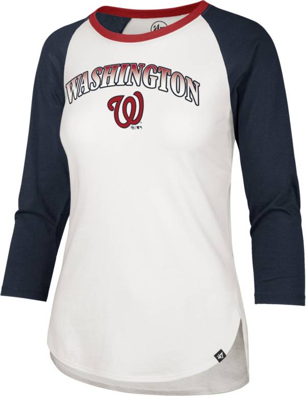 ‘47 Women's Washington Nationals Red Splitter Raglan Three-Quarter Sleeve T-Shirt