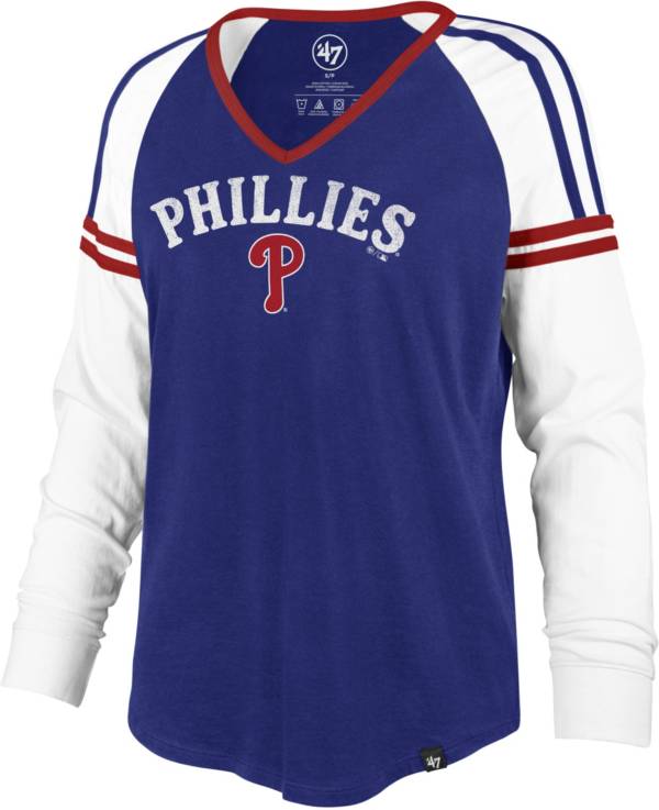 ‘47 Women's Philadelphia Phillies Royal Prime Long Sleeve V-Neck T-Shirt