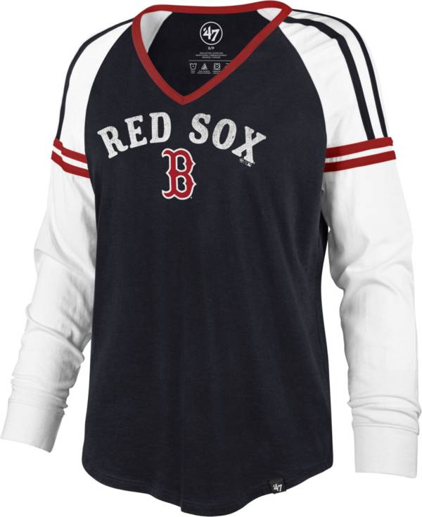 ‘47 Women's Boston Red Sox Navy Prime Long Sleeve V-Neck T-Shirt