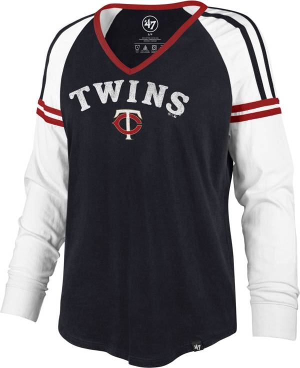 ‘47 Women's Minnesota Twins Navy Prime Long Sleeve V-Neck T-Shirt