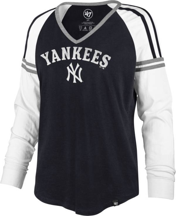 ‘47 Women's New York Yankees Navy Prime Long Sleeve V-Neck T-Shirt