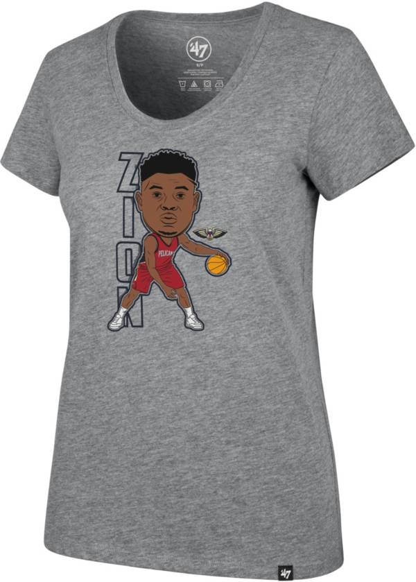 ‘47 Women's New Orleans Pelicans Zion Williamson Grey Scoop Neck T-Shirt