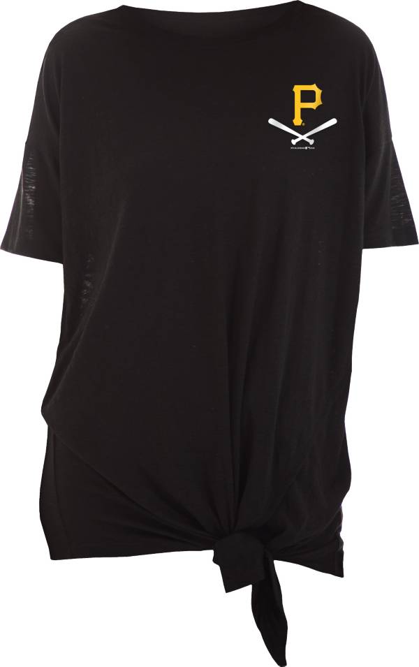 New Era Women's Pittsburgh Pirates Black Slub Side Tie T-Shirt product image