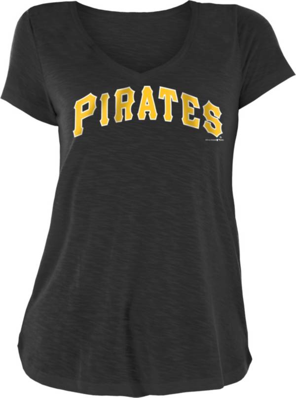 New Era Women's Pittsburgh Pirates Black Slub V-Neck T-Shirt