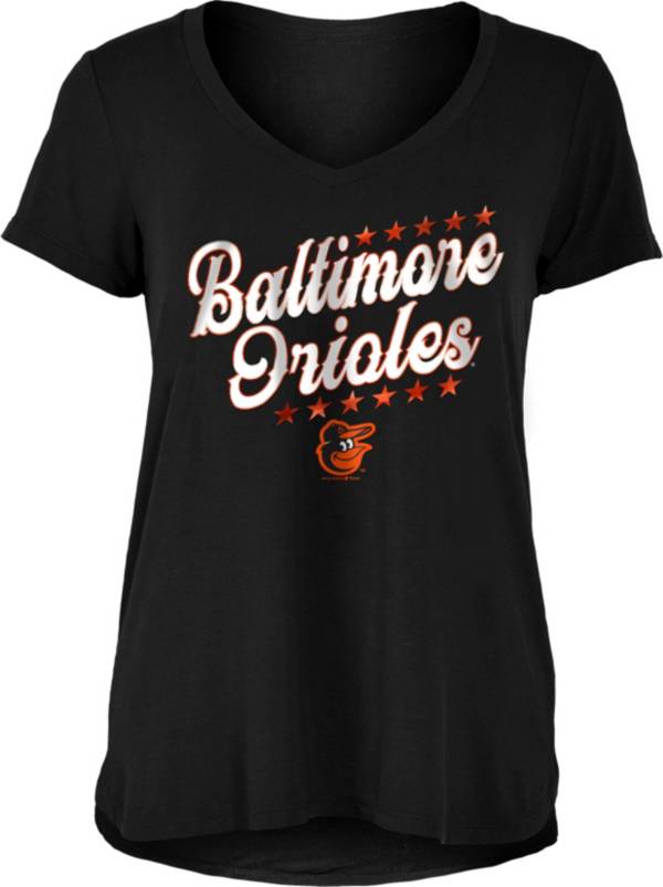 New Era Women's Baltimore Orioles Black Rayon Spandex V-Neck T-Shirt