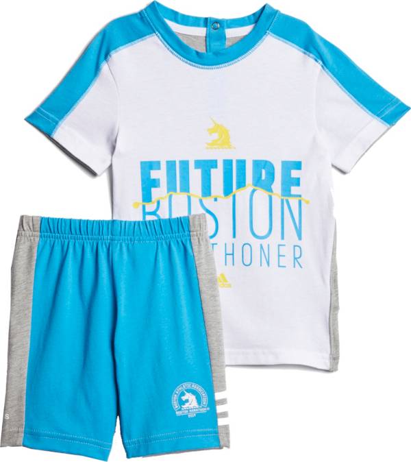 adidas Toddler Girls' Boston Marathon Running T-Shirt and Shorts Set