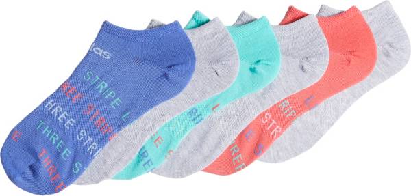 adidas Girl's Superlite Three Stripe Life No Show Socks - 6 Pack