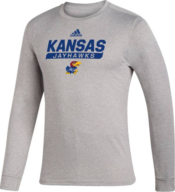 adidas Men's Kansas Jayhawks Grey Creator Performance Long Sleeve T-Shirt product image