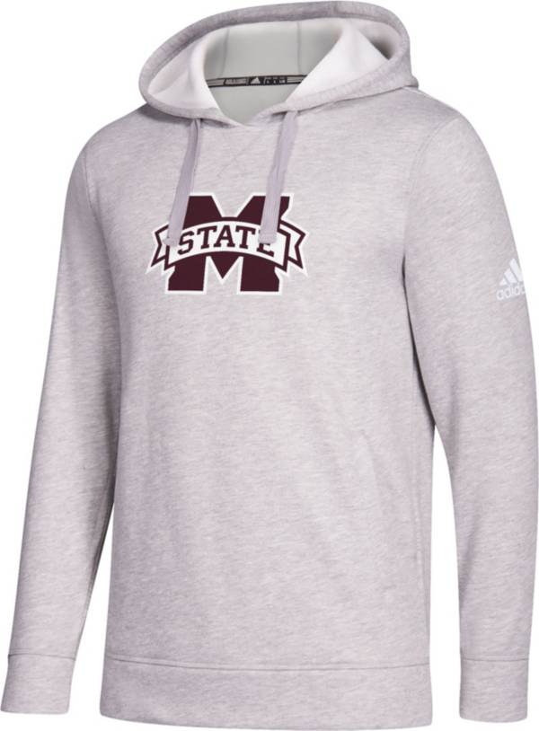 adidas Men's Mississippi State Bulldogs Grey Logo Fleece Pullover Hoodie